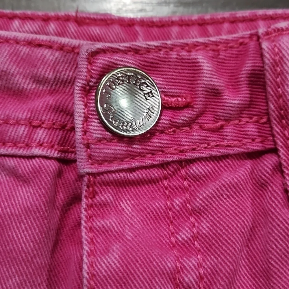 JUSTICE Premium Hot Pink Distressed Denim Shorts Size 8 Regular Vintage